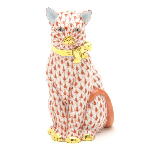 ヘレンド　猫　グルーミングキャット　赤　鱗模様 楽天市場】ヘレンド 猫(ミニ) グルーミングキャットビュー
