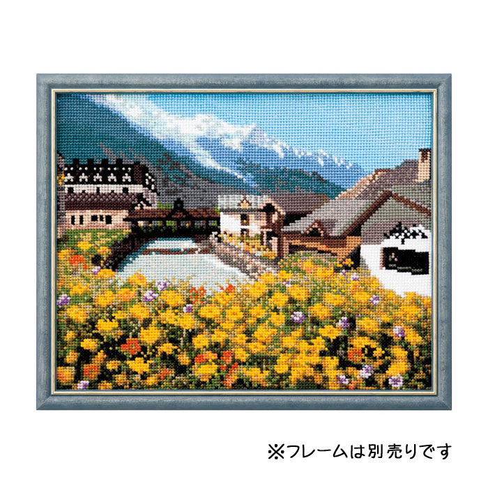 【マラソン期間クーポン配布中!】【送料無料】　フランスの風景(クロスステッチ)　モンブランと麓の街並み　NO_712　(取り寄せ品)　(メール便可)