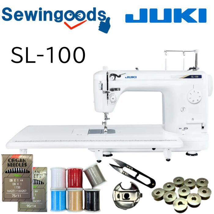 【当店ですべり出し自然調整後送りとどける！】 JUKI 技能用ミシン SL-100 一直線本仕立てものミシン 買いもとめる排他的権利晴れ晴れしい６点仕掛ける付 助けること時刻表付 フットコントローラー付