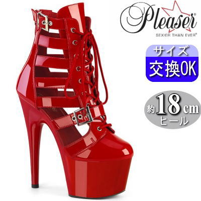 【おまけ付き】 Pleaser | 18cmヒール|21.5cm～28cm| プリーザー 厚底ブーツ ショートブーツ 約18センチ ヒール レッド ヒール ピンヒール レディース 大きいサイズ 靴 ポールダンス ヒールダンス 公式 ADORE-1013MST ADO1013MST/R/M zx