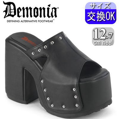 【おまけ付き】 DEMONIA |12.7cmヒール|22.5cm～28cm|きデモニア 厚底靴 サンダル 黒 レディース コンフォートサンダル 靴 人気 パンク ロック ゴシック ゴス ゴスロリ ごつい V系 サイバー 韓国系ファッション 量産型 地雷系 公式 CAMEL-109 CAM109/BVL zx