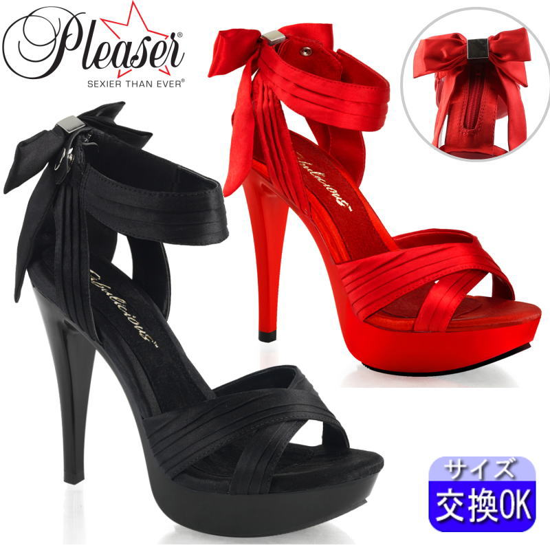 【おまけ付き】 Pleaser | 12.7cmヒール|21.5cm～30cm| プリーザー プリーザー厚底サンダル 5インチ ヒール サテン リボン ハイヒール ピンヒール ポールダンス ヒール キャバ ダンス レディース 靴 大きい サイズ 女装 Fabulicious ファブリシャス公式 CTAIL568 zx