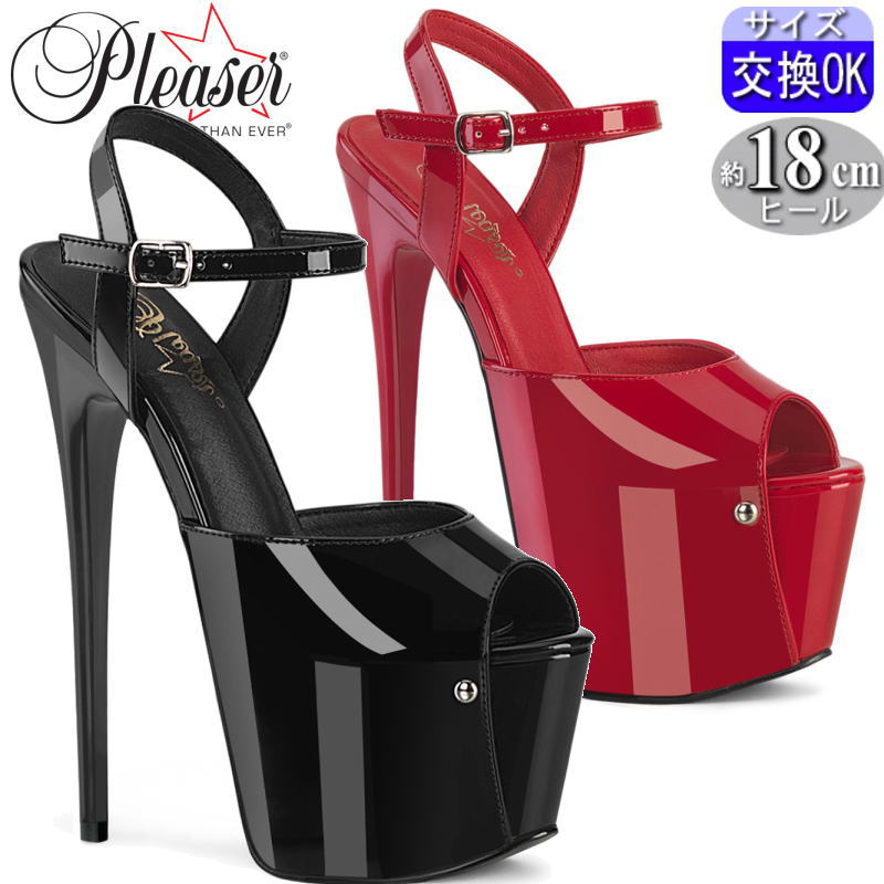 【おまけ付き】 Pleaser | 18cmヒール|21.5cm～30cm| プリーザー 厚底ヒールサンダル 7インチ/7inch 18センチ ヒール 黒 ブラック アンクルストラップ ピンヒール スティレットヒール サンダル レディース ポールダンス 用 ヒール 靴 Pleaser 公式 JUB09 zx