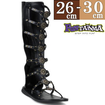 【おまけ付き】 Pleaser | --cmヒール|25.5cm～31cm| グラディエーターブーツ サンダル 黒 ブラック メンズ 人気 ファッション 靴 V系 サイバー FUNTAZMA by PLEASER USA プリーザー 公式 ROMAN15/B/PU zx
