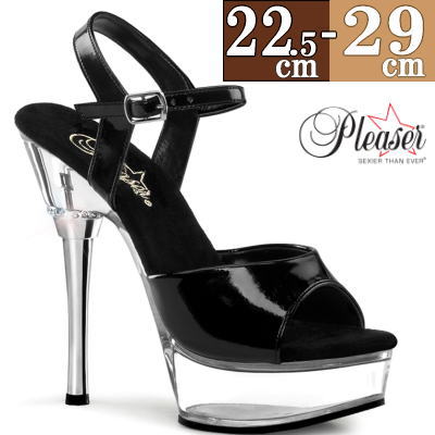 【おまけ付き】 Pleaser | 14cmヒール|21.5cm～29cm| プリーザー 厚底サンダル ストラップ付き 約14センチヒール クリア クリアー クリアヒール ハイヒール ピンヒール ヒール キャバ ダンス レディース シューズ 靴 公式 ALLURE-609 ALL609/B/C zx