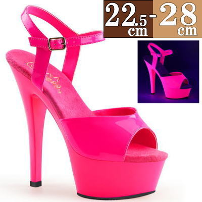 完璧 サイズ交換ok 取寄せ 厚底サンダル 15cmヒール ピンク ブラックライト ストラップ ハイヒール ピンヒール ポールダンス シューズ ステージ イベント パーティー ステージ レディース 靴 大きいサイズ Pleaser プリーザー Kiss2mmr Mrtpu B 珍しい Qchfoundation Ca