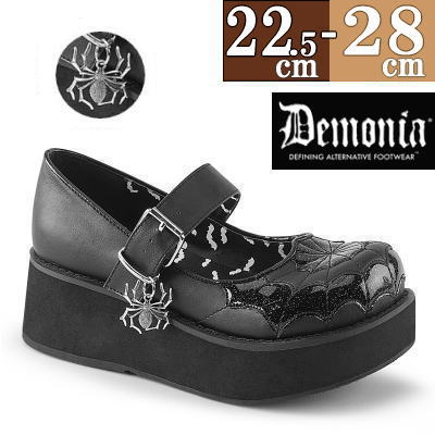送料無料 サイズ交換ok Demonia デモニア 取寄せ 厚底パンプス 黒 つや消し 合皮 甲 ストラップ 大きいサイズ 26cm 27cm 28cm レディース おでこ靴 ラバーソール メリージェーン シューズ パンク ゴシック ロリータ ゴスロリ ファッション コーデ コスプレ