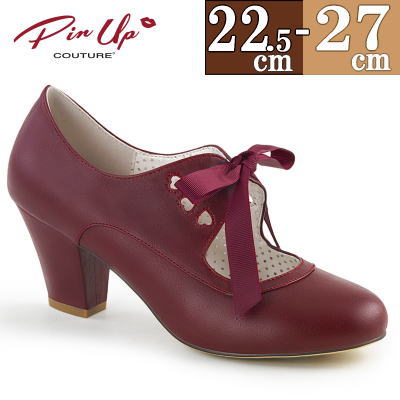 高知インター店 取寄せ サイズ交換ok パンプス 6 5cmヒール バーガンディ 合皮 リボン付き ハイヒール キューバンヒール メリージェーン ロリータ ファッション コーデ レディース シューズ 靴 大きい サイズ Pleaser プリーザー Wig32 Bypu Shop Lala 55 以上