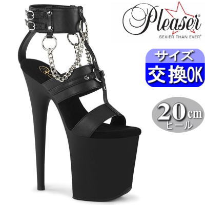Pleaser | 20cmヒール|21.5cm~26cm| プリーザー ポールダンス用ヒール フラミンゴ 厚底サンダル ブラック ストラップ ピンヒール レディース 靴 衣装 衣裳 公式 FLAMINGO-861 FLAM861/BPU/M zx|SHOP LaLa