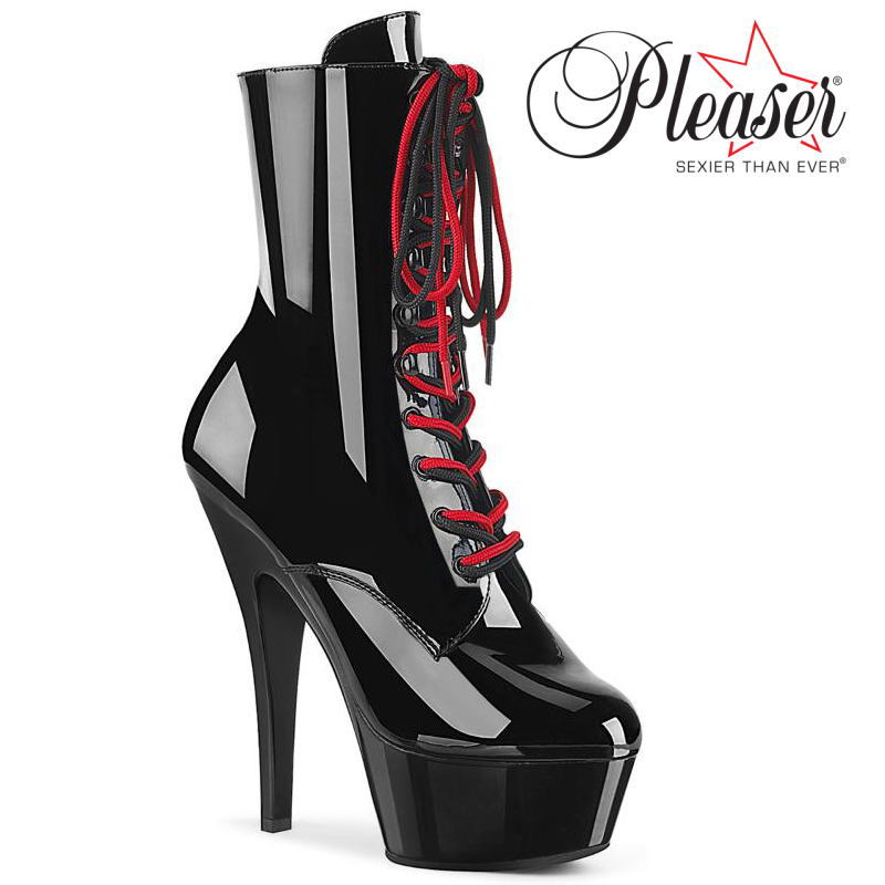 Pleaser | 15cmヒール|22.5cm~30cm| プリーザー 厚底ショートブーツ ブラック 黒 6インチ/6inch 15センチ ヒール 編み上げ アーモンドトゥ ピンヒール ポールダンス ダンサー 用 レディース 超厚底靴 公式 KISS-1020-1 KISS1020-1/B/M zx|SHOP LaLa