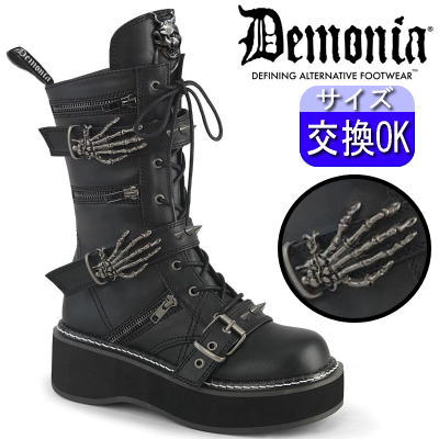 【おまけ付き】 DEMONIA |厚底5m|22.5cm～28cm| デモニア 厚底ショートブーツ ブラック 黒 厚底パンク ロック ゴス ゴスロリ レディース ファッション 靴 ごつい ゴツめ V系 サイバー 原宿系 韓国系 レディース メンズ 公式 EMILY-82 EMI82/BVL zx