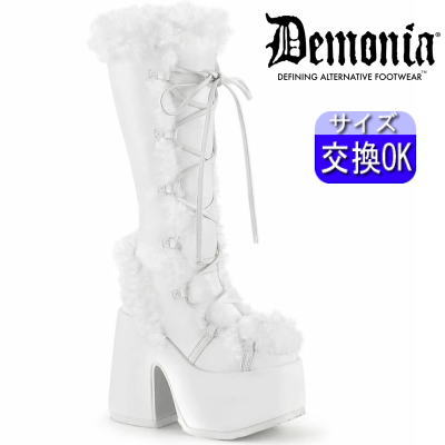 楽天市場】デモニア demonia 厚底ブーツ 白 ロングブーツ ファー