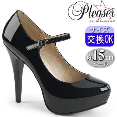 Pleaser | 12.7cmヒール|25cm~30cm| プリーザー メリージェーンパンプス 5インチ ヒール 黒 エナメル 厚底 ピンヒール レディース 靴 大きい サイズ 女装 25cm 26cm 27cm 28cm 29cm 30cm 公式 CHLOE-02 CHLOE02/B zx|SHOP LaLa