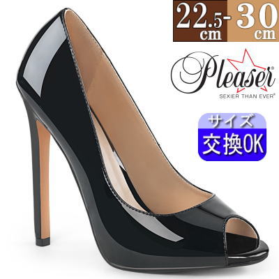 Pleaser | 12.7cmヒール|21.5cm～30cm| プリーザー ハイヒールパンプス 黒 エナメル キャバ セクシー 二次会 大きいサイズ ピンヒールレディース オープントゥ 靴 公式 SEXY-42 SEXY42/B zx｜SHOP LaLa