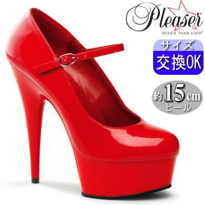 Pleaser | 15cmヒール|21.5cm～30cm| プリーザー 厚底パンプス ストラップ 赤 エナメル ピンヒール ボンテージ 女王様 V系 サイバー レディース 靴 大きい サイズ 公式 DELIGHT-687 DEL687/R/M zx｜SHOP LaLa 10,439円