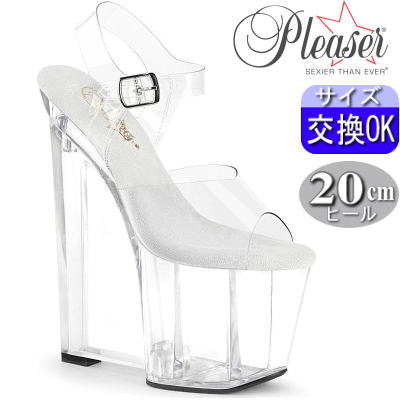 【おまけ付き】 Pleaser | 20cmヒール|22.5cm～27cm| プリーザー 厚底ヒールサンダル 20センチ ヒール クリア ストラップ ハイヒール ポールダンス 用 レディース 靴 衣装 衣裳 公式 AMAZE-808 AMA808/C/M zx