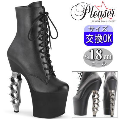Pleaser | 18cmヒール|21.5cm~27cm| プリーザー 厚底ブーツ ブラック 黒 合皮 ショートブーツ ジッパー付き 超厚底ポールダンス ダンサー イベント ステージ 衣装 レディース ドレス 靴 公式 IRONGRIP-1020 IRGP1020/BPU/B-SCH zx|SHOP LaLa