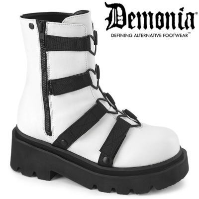 DEMONIA |厚底6.3cm|22.5cm～28cm| デモニア 厚底 ブーツ コンバットブーツ ミリタリーブーツ ワークブーツ 白 ホワイト パンク ロック ロリータ ロリ レディース シューズ 靴 ごつい V系 公式 RENEGADE-50 REGD50/WVL-NY zx｜SHOP LaLa