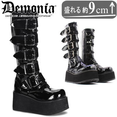 最新な Demonia デモニア 厚底 ブーツ 黒 ショートブーツ 8cm ヒール