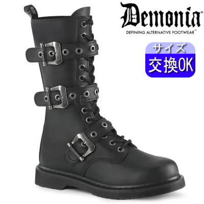 DEMONIA |厚底3.2cm|22.5cm～30cm| デモニア ミドルブーツ 黒 ワークブーツ ユニセックス パンク ロック ロリ レディース シューズ 靴 ごつい V系 韓国系ファッション 軍靴 ミリタリーブーツ メンズ 男 公式 BOLT-330 BOLT330/BVL zx｜SHOP LaLa