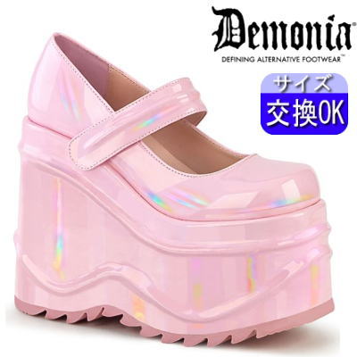 【おまけ付き】 DEMONIA |厚底15cm|22.5cm～28cm| デモニア 厚底パンプス ローファー ピンク 超厚底厚底メリージェーン 15センチ ヒール レディース 靴 人気 パンク ロック ロリータ ゴシック ゴス ゴスロリ ごつい V系 サイバー 量産型 地雷系 公式 WAVE-32 WAVE32/BPHG zx