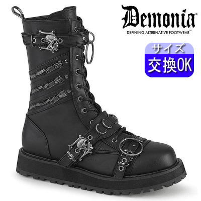 DEMONIA |厚底3.8cm|22.5cm~30cm| デモニア ブーツ ブラック 黒 合皮 メンズ レディース シューズ ユニセックス ワークブーツ エンジニアブーツ コンバットブーツ パンク ロック ロリ 靴 ごつい V系 公式 VALOR-240 VAL240/BVL zx|SHOP LaLa
