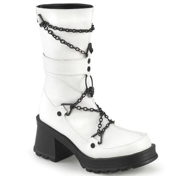 熱販売 Demonia デモニア 厚底 ブーツ 白 ホワイト 人気 パンク ロリータ ゴシック ゴス ゴスロリ レディース ファッション シューズ 靴  ごつい ゴツめ 可愛い かわいい ギャル V系 原宿系 輸入