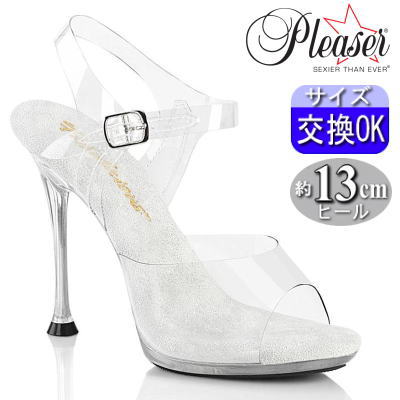 【おまけ付き】 Pleaser | 11.4cmヒール|21.5cm～27cm| プリーザー ヒールサンダル クリアー 11センチ ヒール ストラップ ハイヒール ピンヒール クリア サンダル 透明 コンテスト レディース 靴 ファブリシャス Fabulicious Pleaser 公式 CUPID-408 CUPID408/C/M zx