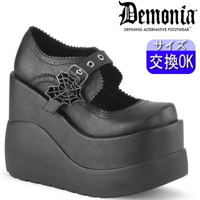 【おまけ付き】 DEMONIA |厚底12.7cm|22.5cm～28cm| デモニア 厚底パンプス 黒 合皮 超厚底ストラップ メリージェーン ローファー レディース 靴 人気 パンク ロック ロリータ ゴシック ゴス ゴスロリ ごつい V系 サイバー量産型 地雷系 公式 VOID-38 VOID38/BVL 即納 zx