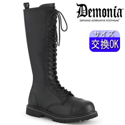 【おまけ付き】 DEMONIA |厚底--cm|22.5cm～30cm| デモニア ブーツ 黒 ロングブーツ ジョッキーブーツ コンバットブーツ ワークブーツ ユニセックス パンク ロック ゴシック ゴス レディース シューズ 靴 ごつい V系 韓国系 メンズ 公式 RIOT-20 RIOT20/BVL zx