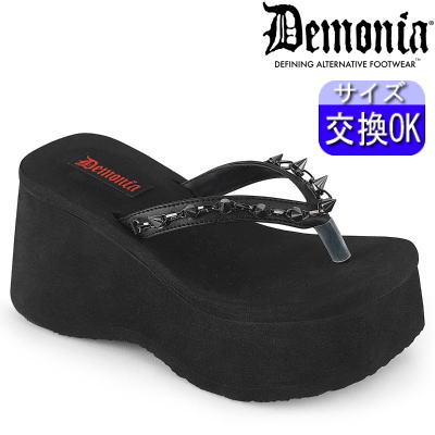 DEMONIA |厚底9cm|22.5cm~26cm| デモニア 厚底サンダル 黒 ブラック パンク ロック ロリータ ロリ レディース シューズ 靴 ごつい V系 トングサンダル ビーチサンダル 公式 FUNN-35 FUNN35/BVL zx|SHOP LaLa