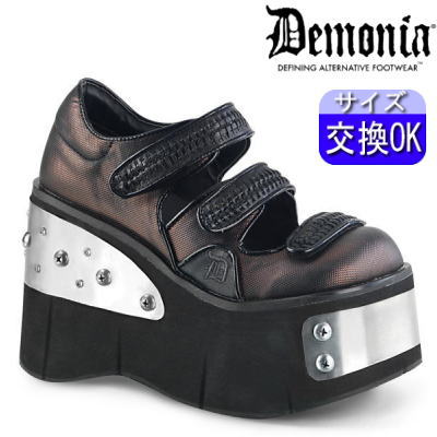 【おまけ付き】 DEMONIA |厚底11.4cm|21.5cm～28cm| デモニア 厚底パンプス 黒 厚底スニーカー おでこ靴 ヒールスニーカー ローファー レディース 靴 パンク ロック ゴシック ゴス ゴスロリ ごつい V系 サイバー 量産型 地雷系 公式 KERA-13 KERA13/B-PWVL 即納 zx