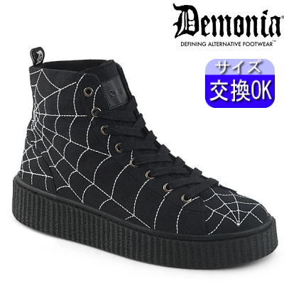 DEMONIA |厚底3.8m|22.5cm～30cm| デモニア ハイカットスニーカー 黒 ユニセックス パンク ロック ロリータ ロリ レディース シューズ 靴 ごつい V系 韓国系ファッション メンズ 男 履ける 公式 SNEEKER-250 SNK250/BCA zx｜SHOP LaLa