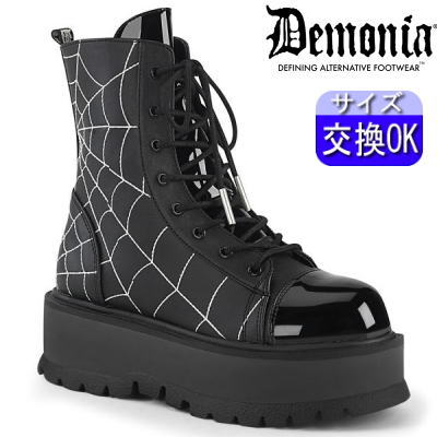 【おまけ付き】 DEMONIA |厚底5cm|22.5cm～28cm| デモニア 厚底ブーツ 黒 超厚底ショートブーツ スニーカー 9センチ ヒール 人気 パンク ロック ロリータ ゴシック ゴス ゴスロリ レディース 靴 ごつい V系 サイバー 公式 SLACKER-88 SLK88/BVL-PT zx