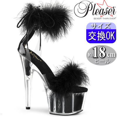 プリーザー 厚底 サンダル 約18cmヒール 黒 ストラップ ファー ハイヒール ピンヒール ポールダンス ダンサー ヒール ダンス 用 キャバ セクシー レディース 靴 公式 ADORE-724F ADO724F/C-B/BFUR zx｜SHOP LaLa