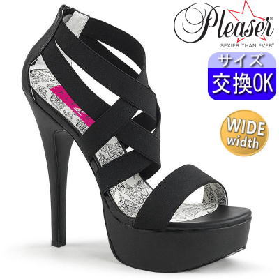 【おまけ付き】 Pleaser | 14.6cmヒール|27cm～30cm| プリーザー 厚底ストラップサンダル 幅広/ワイドタイプ 15cm 厚底ピンヒール ハイヒール ステージ 衣装 衣裳 キャバ ヒール ピンヒール プリーザー プリーザーヒール 大きいサイズ Pleaser 公式 TEEZE-47W TEE47W/B zx