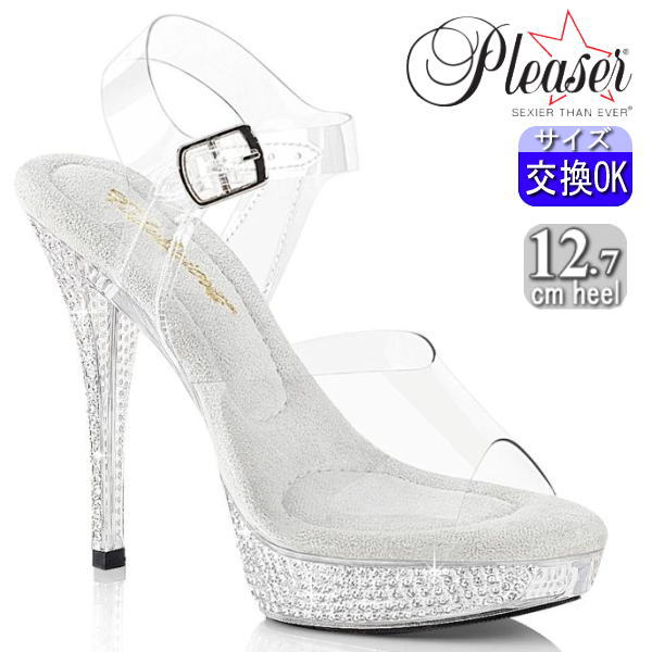 Pleaser | 12.7cmヒール|22.5cm~27cm| プリーザー ストラップ サンダル クリア ヒール ラインストーン ピンヒール セクシー キャバ レディース 靴 公式 プリーザー 正規店 ATHENA-508 ATH508/C/M|SHOP LaLa