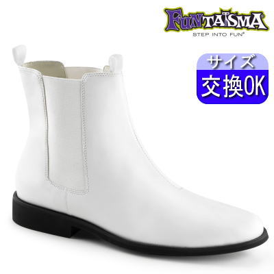 【おまけ付き】 Pleaser | --cmヒール|25.5cm～31cm| ショートブーツ 白 ホワイト サイドゴアブーツ メンズ 人気 パンク ロック ロリータ ゴシック ゴス ゴスロリ ファッション 靴 男 FUNTAZMA by PLEASER USA プリーザー 公式 TRO12/WPU zx