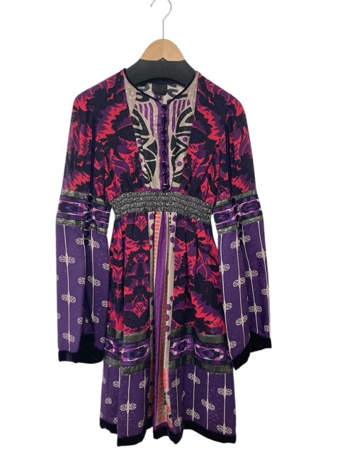 未当て嵌める/下げ札付き添い人/ANNA SUI/アナスイ/地絹/刺しゅう/天鵞絨/衣装/USA製/大いさ2/パープル/RS0186 ワンピース-レディースファッション
