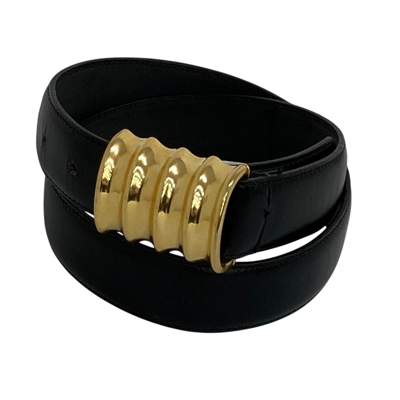 LOEWE/ロエベ/ゴールド金具/ゴールドバックル/なめし革胴締め/黒いこと/メンズ/RS0354