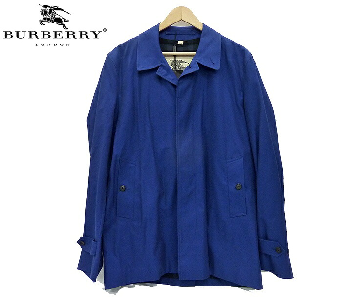 美品/BURBERRY LONDON バーバリーロンドンン/size:50 180/96A/イングランド製/プローサム コットンハーフコート/ブルー/メンズ/FF1073｜コレカラスタイル 21,868円