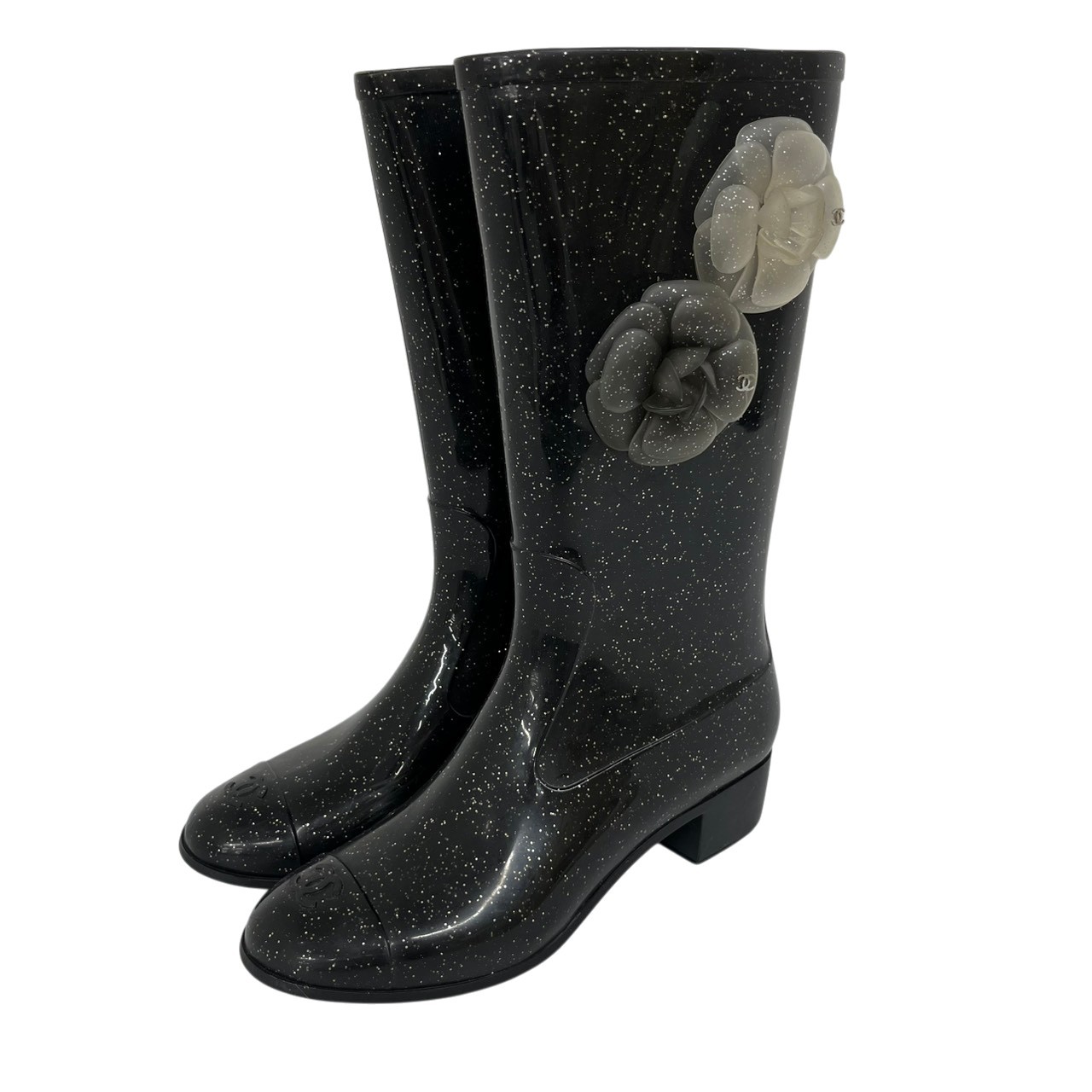 楽天市場】CHANEL レインブーツ HIGH BOOTS G34076 ラバー BLACK/WHITE 