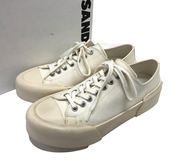 ほぼ未当て嵌める/JIL SANDER ジルサンダー/レースアップシューズ/J16WS0013/スニーカー/白いこと 象牙色 大きさ36 レディース/箱付き添い人 保護すること袋付き添い人/FB3650