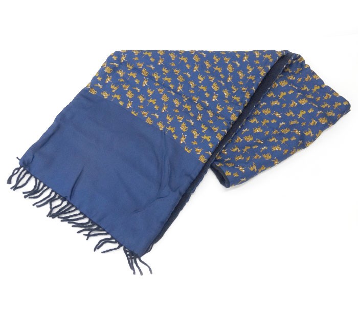HERMES/エルメス/シルク カシミヤ ウール ストール/ネイビー系 マフラー レディース ユニセックス/FF3707｜コレカラスタイル