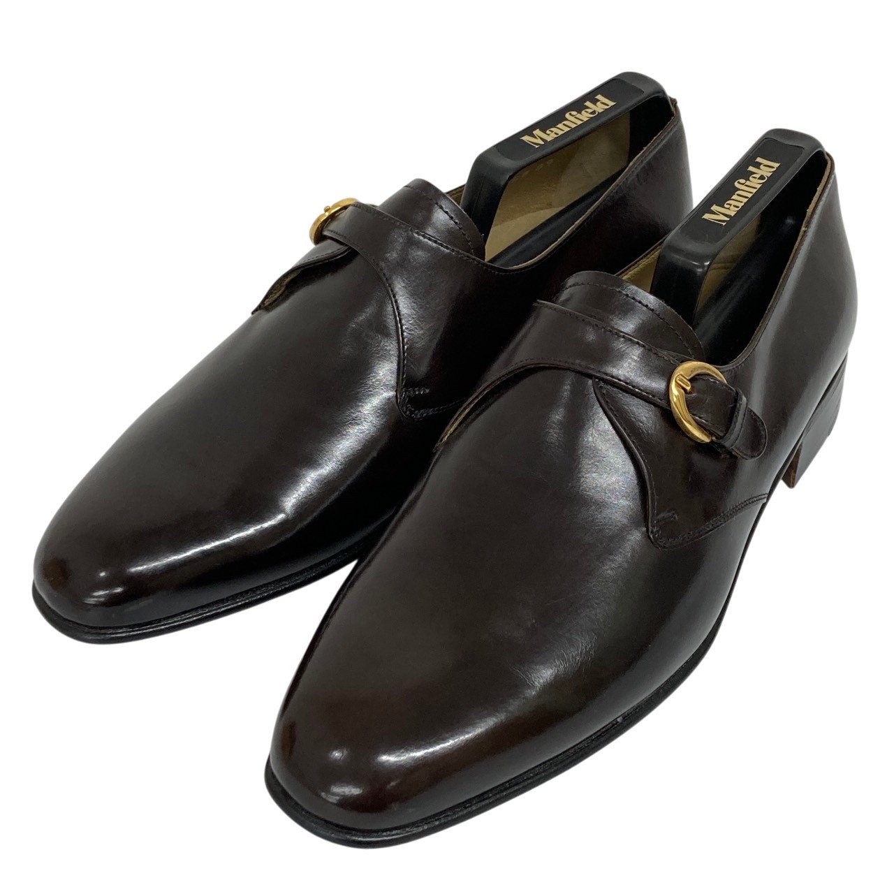 未使用/Manfield/マンフィールド/モンクストラップ/シューズ/革靴/7/ブラウン/ITALY製/メンズ/RS1219｜コレカラスタイル