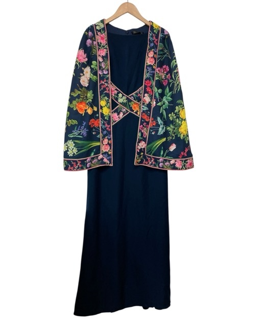 TADASHI SHOJI/タダシ ショージ/縛ケープ/花柄衣装/大きさ0/米国海軍/ロング丈/レディース/RS1274