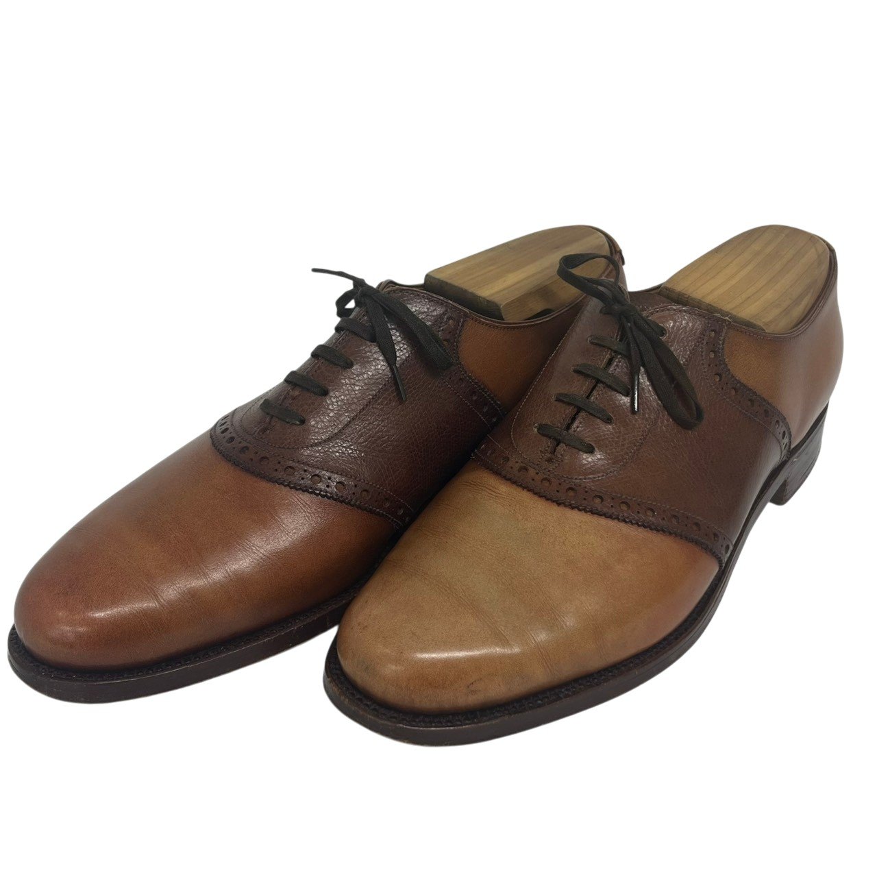 NEW&LINGWOOD/ニュー＆リングウッド/旧エドワードグリーン製/サドルシューズ/イングランド製/サイズ7E/訳あり/ブラウン/RS1388｜コレカラスタイル