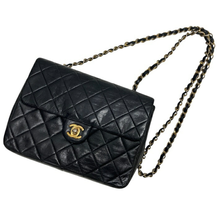CHANEL/シャネル/ミニマトラッセ20/黒いこと黒/なめし革/チェーン店御徒面子/ショルダーバッグ/ゴールド金具/納める袋付き添い人/FB4436