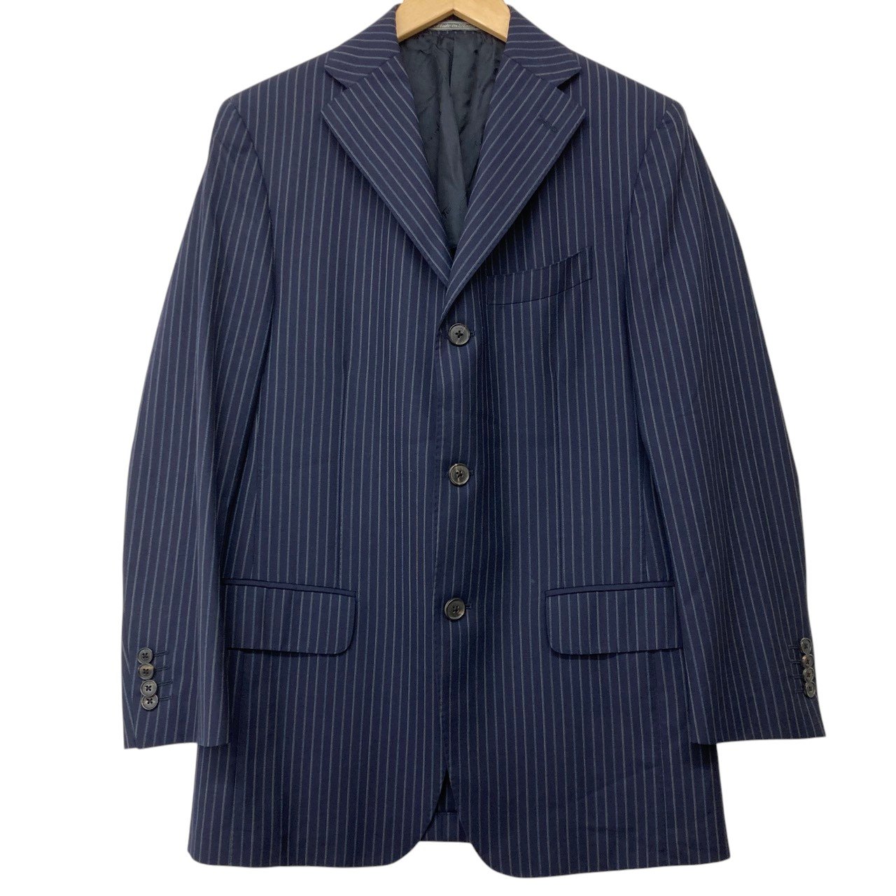 Salvatore Ferragammo/サルヴァトーレフェラガモ/ストライプ3Bシングルジャケット/ネイビー/サイズ48/B/メンズ/RS1548｜コレカラスタイル