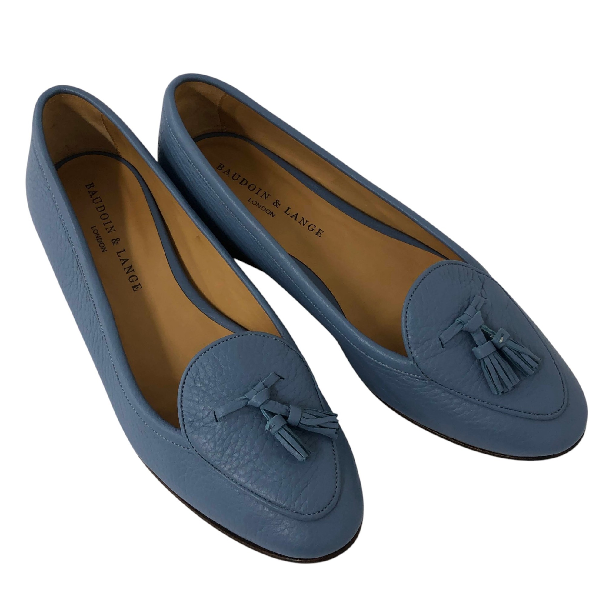 美品/BAUDOIN & LANGE/ボードイン アンド ランジ/タッセルローファー/ブルー/鹿革/サイズ36/レディース/RS1789|コレカラスタイル